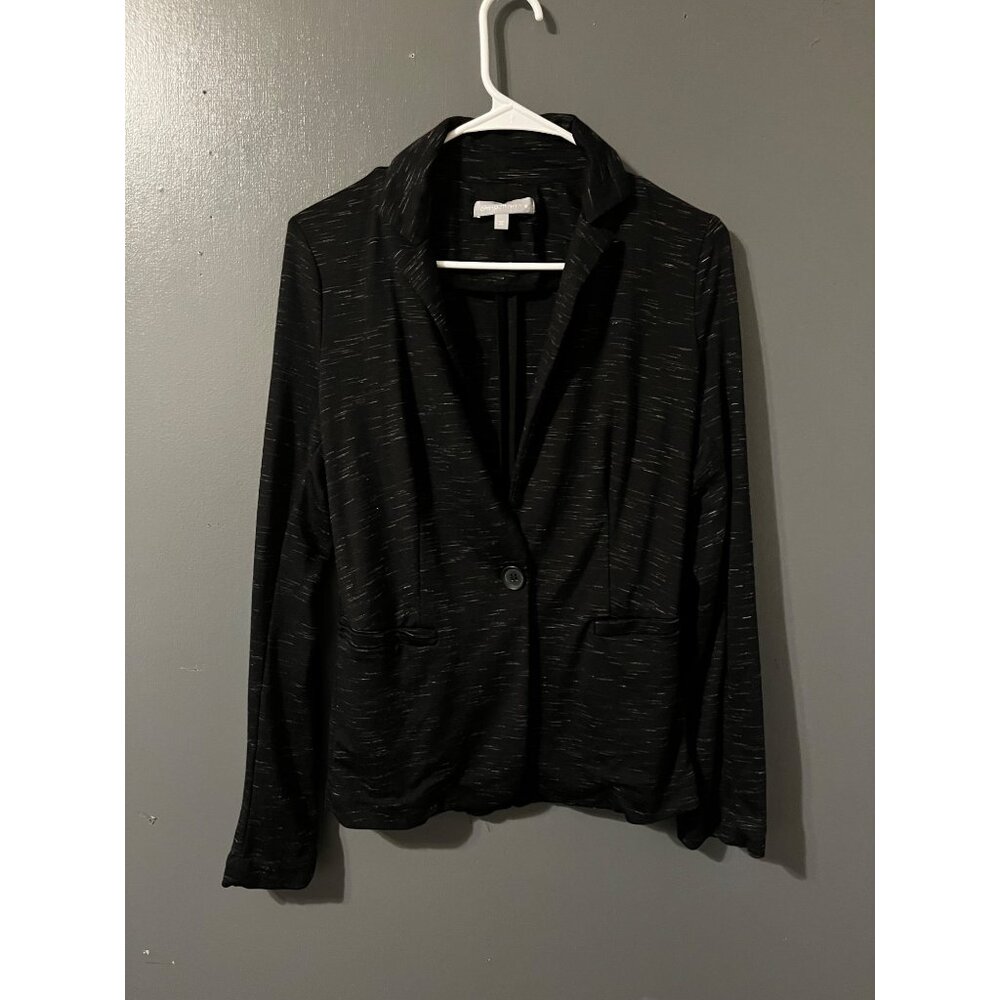 Olivia Moon Black Textured Knit Blazer XS Womens Single Button
